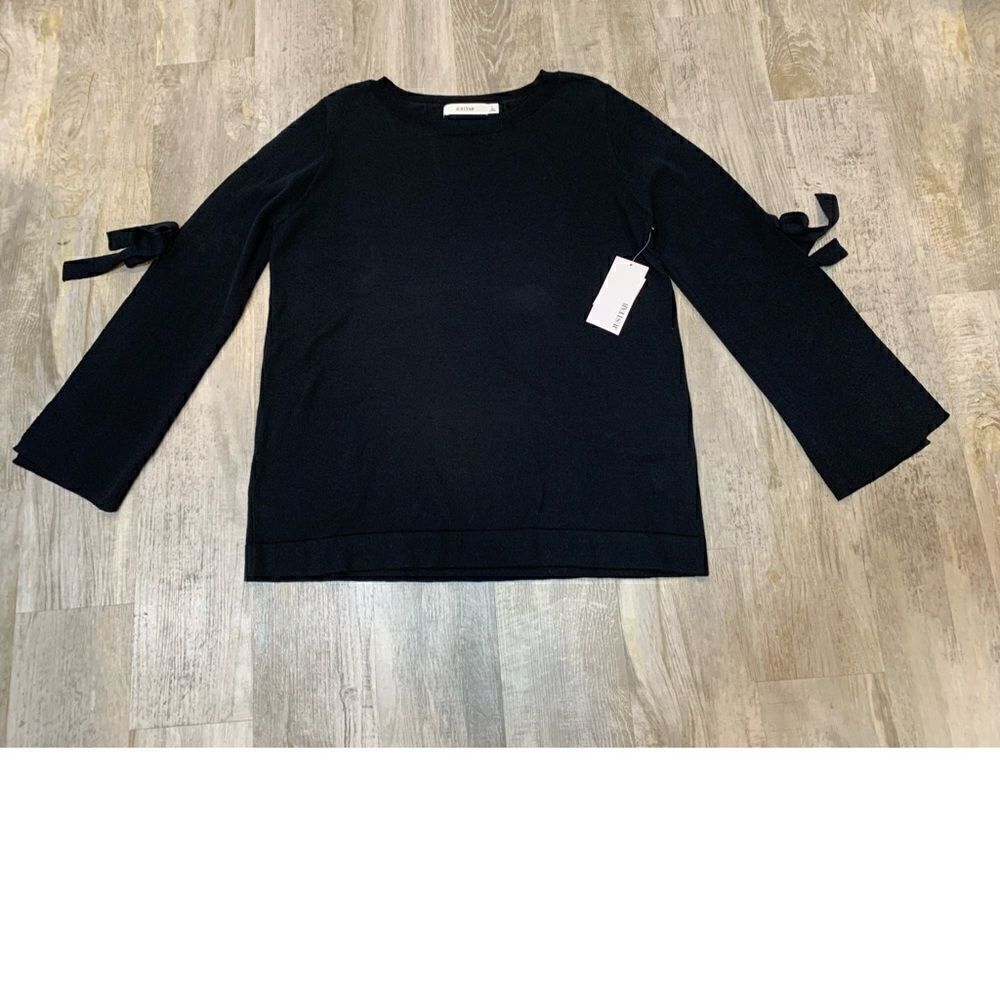 NWT Just Fab black open sleeve tie sweater size L - Picture 7 of 14
